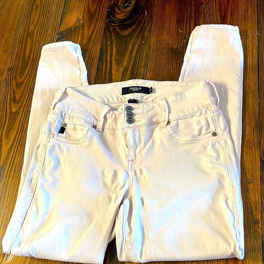 TORRID Pale Pink Denim Skinny Leg Jeans